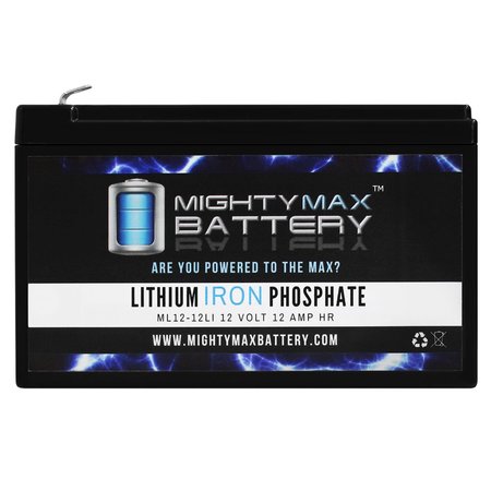 MIGHTY MAX BATTERY 12V 12Ah Lithium Battery Replaces Gruber Power GPS12-12, GPS-12-12F2 ML12-12LI93